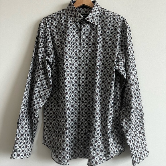 Bugatchi Abstract Print Button-Up Shirt - Picture 3 of 11